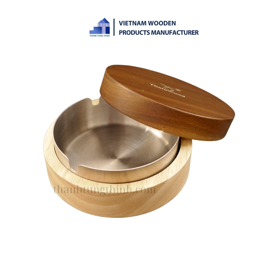 Premium Luxury Cigar Ashtray Crafted from High-Quality Walnut Wood
