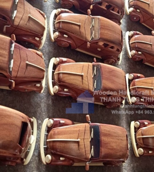 Hundreds of wooden toy product models are produced at the toy factory