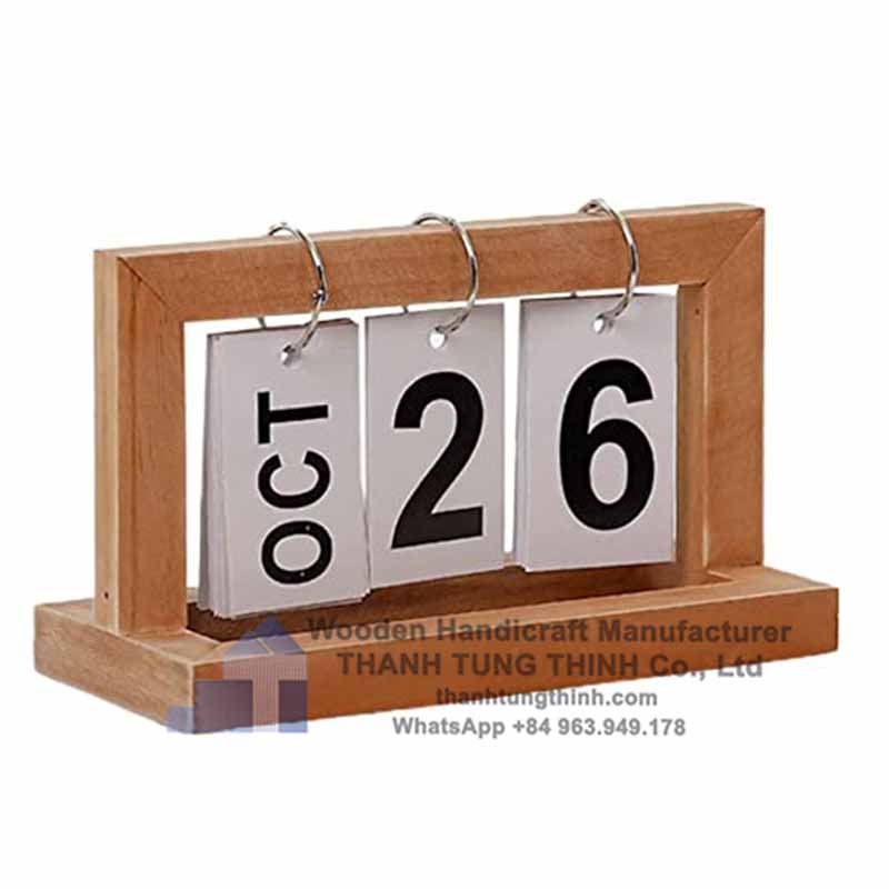 Rustic Wooden Calendar With Flip Cardboard