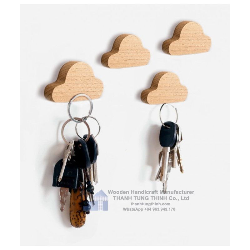 Lovely Cloud Shaped Wooden Key Holder For Your Home