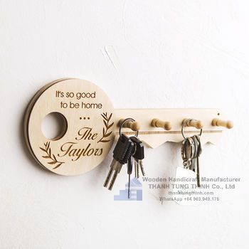 Key Shaped Wooden Key Holder For Home Decor
