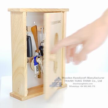 Wall Hanging Wooden Key Holder Box For Living Room
