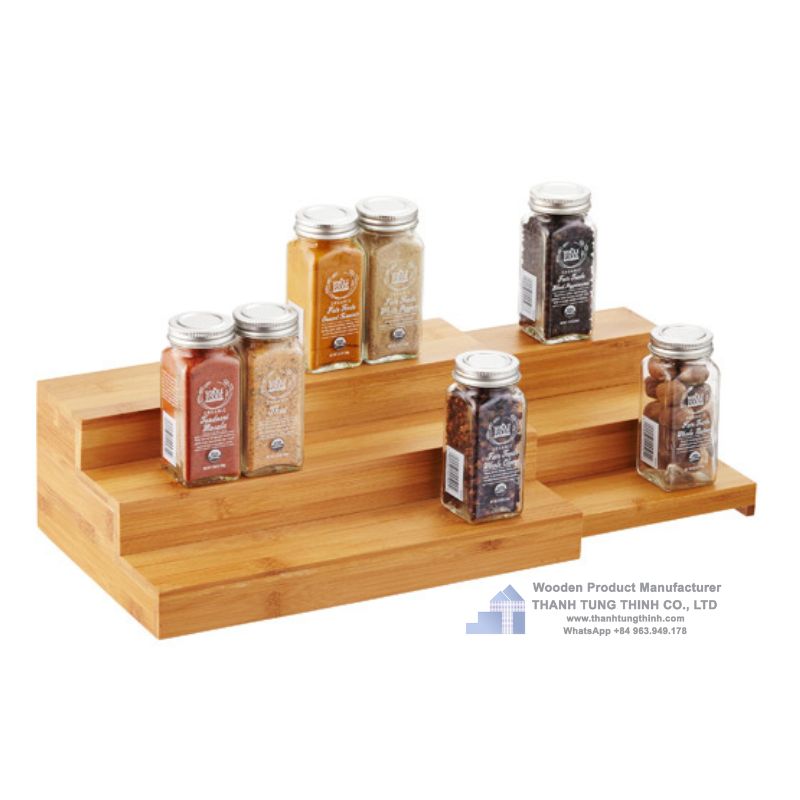 3-tier wooden spice racks help organize your kitchen