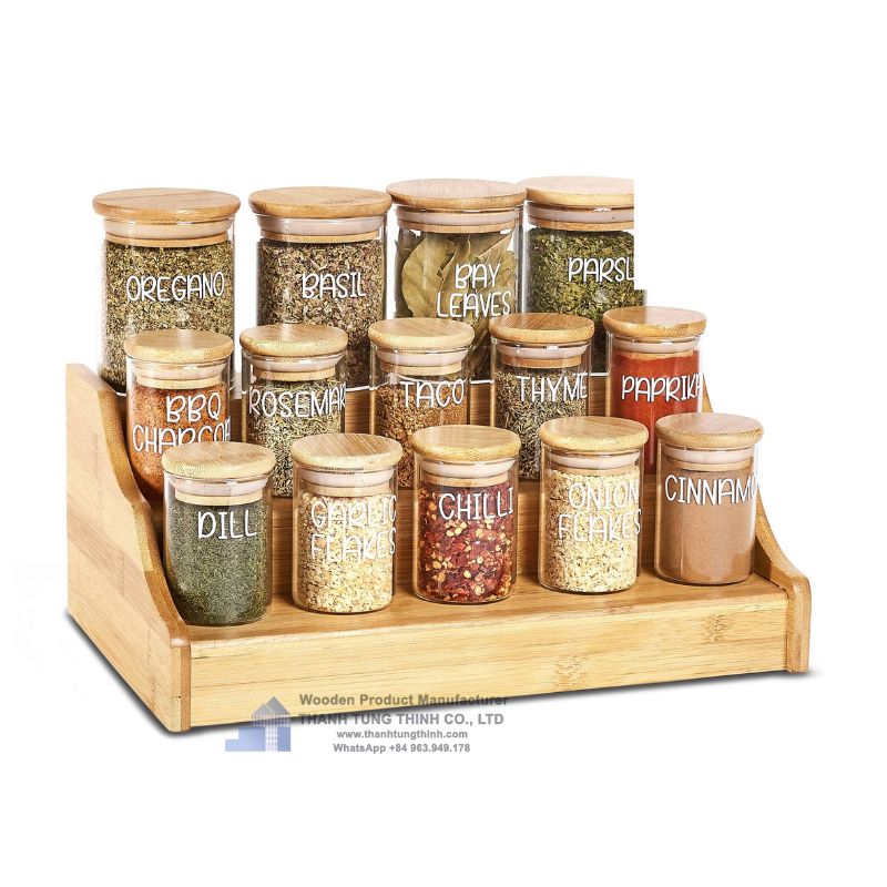 3-tier wooden spice racks 15 slots to organize your countertop
