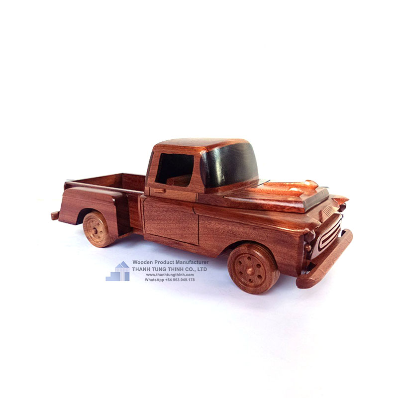 Dark Brown Wooden Souvenir Pick-Up Truck