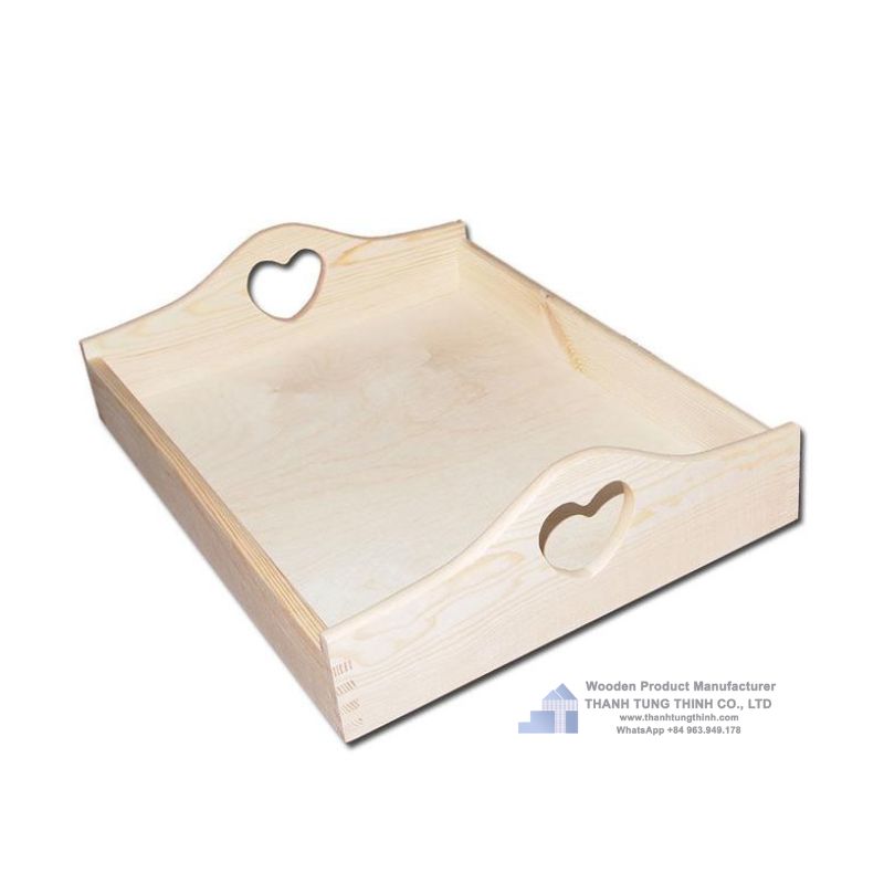 Cute wooden tray with Heart-Shaped Handles for your family