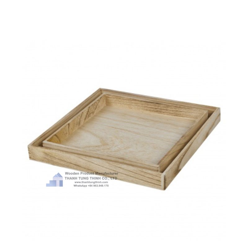 Classic Square Wooden Tray To Serve Food and Drinks
