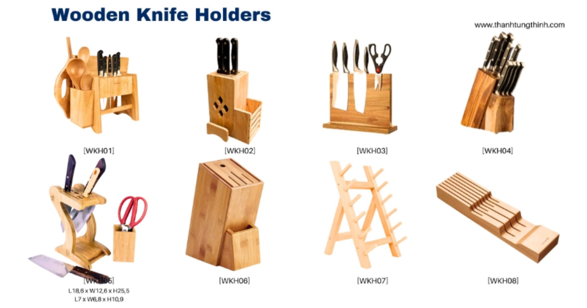 Manufacturer Wooden Knife Holders models have an ergonomic design suitable for the kitchen
