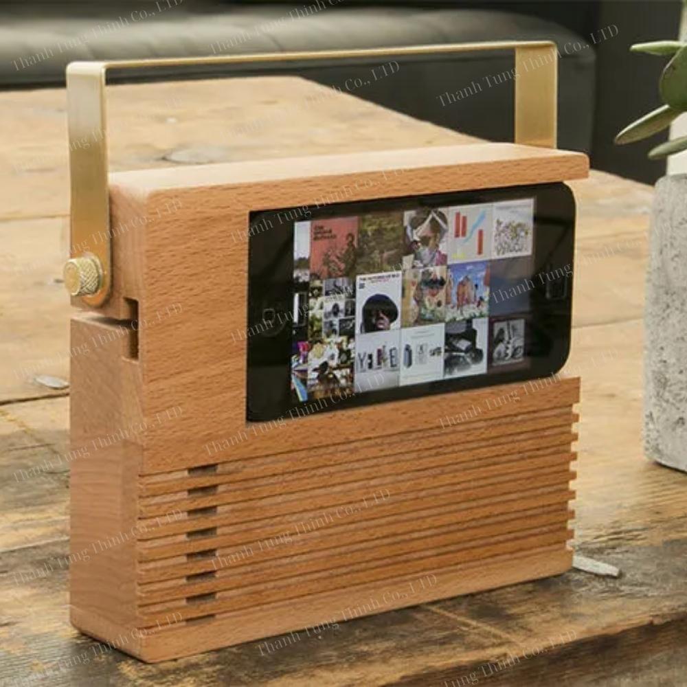 Vintage Radio Design Wooden Mobile Stand