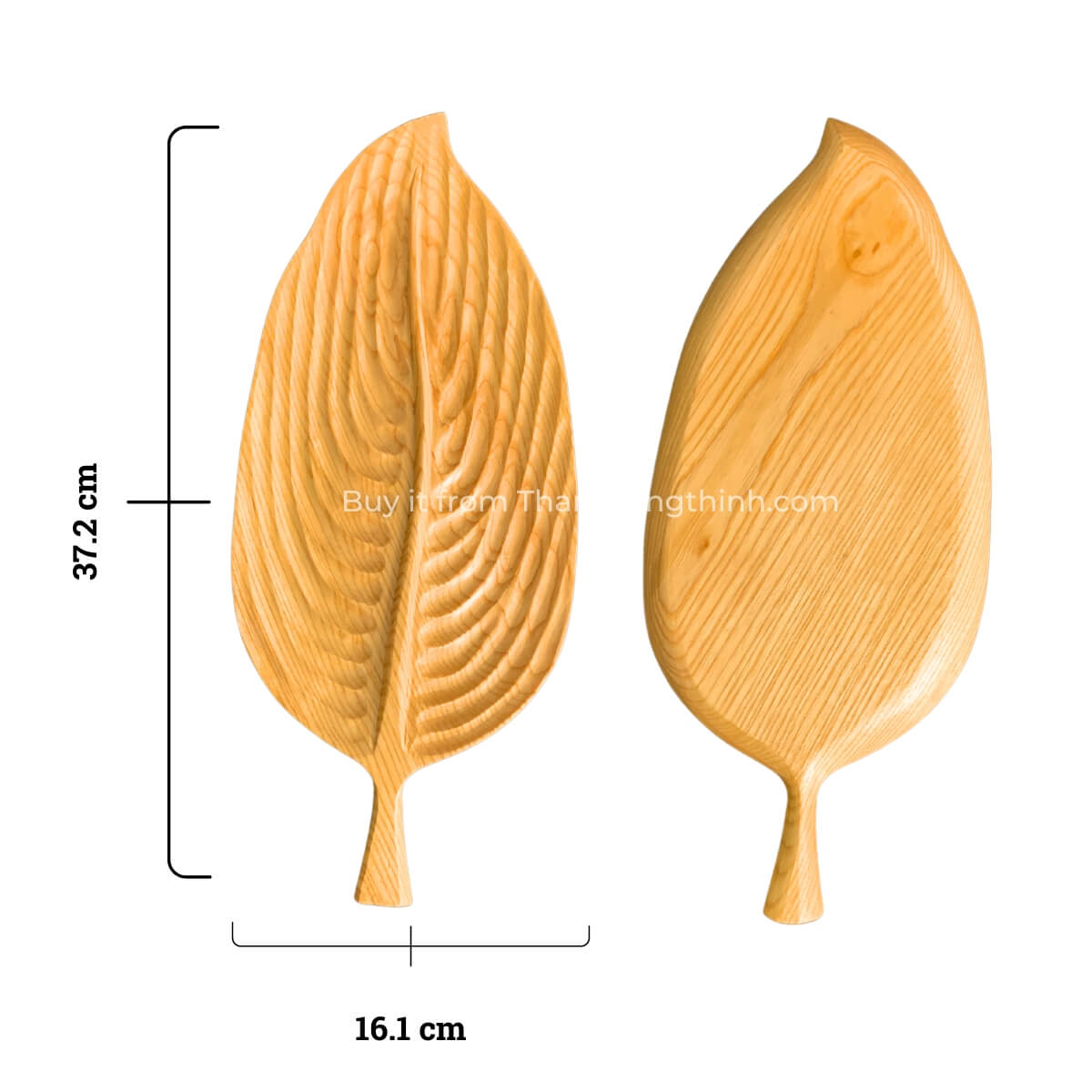 Unique wooden tray in the shape of a long leaf, perfect for convenient food storage
