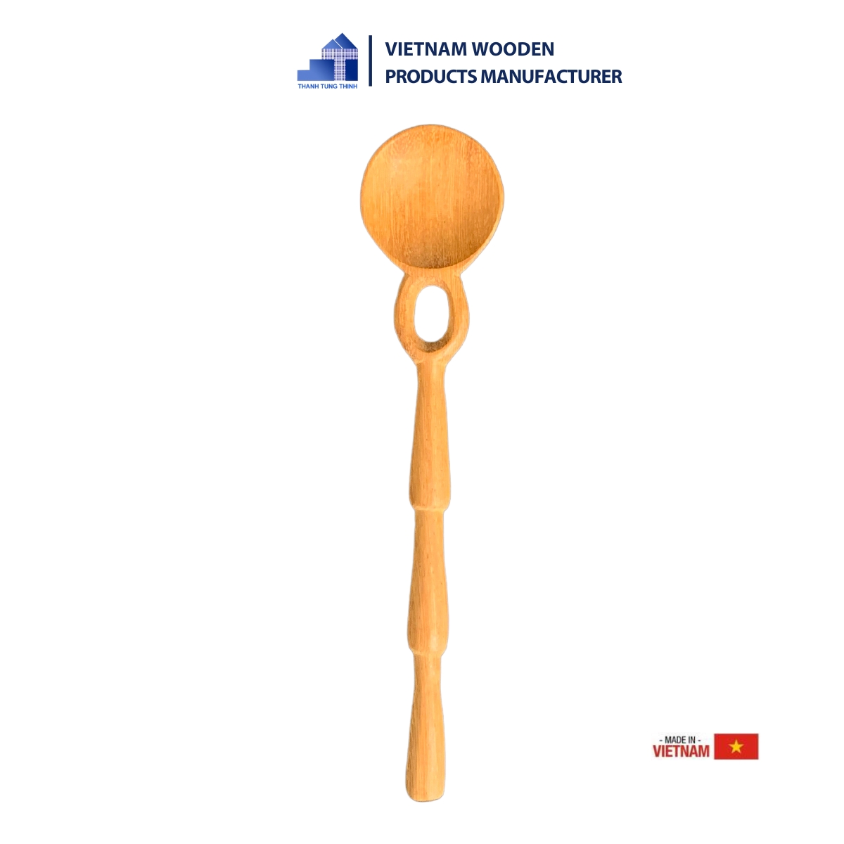 A bamboo tree-inspired design on the wooden spoon product.