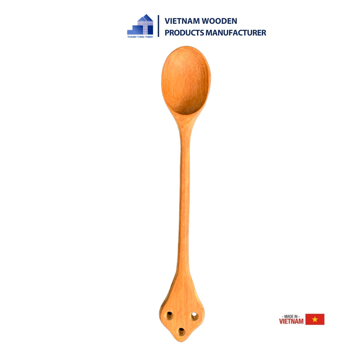 Wooden spoon with unique and convenient hanging hook
