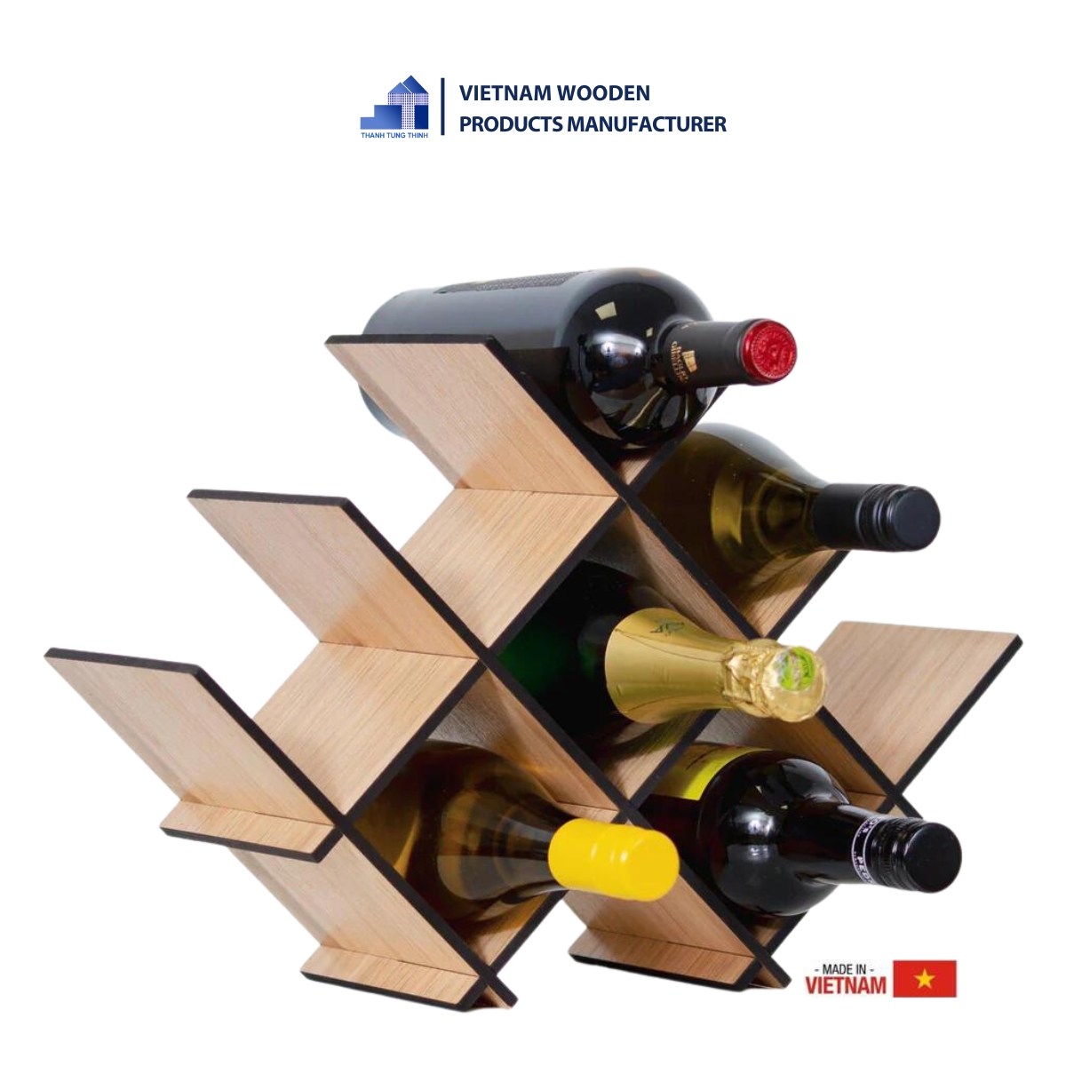 Rhombus Wooden Wine Rack Manufacturer [WR001]