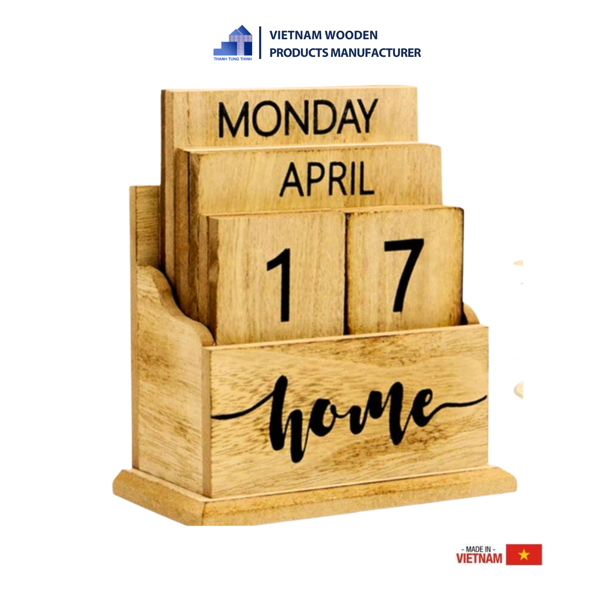 Wooden desk calendar serves as a decorative piece for your home