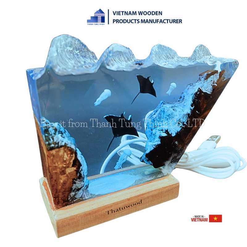 The manufacturing plant specializing in unique ocean wave epoxy lamps