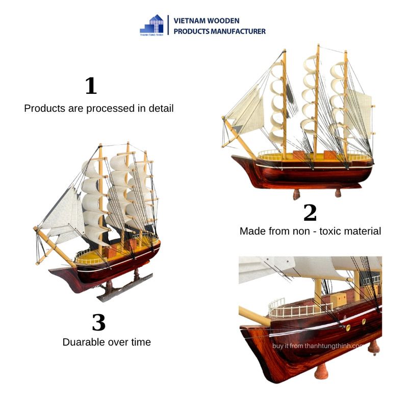 Detail Wooden Ship Model for Home Decoration