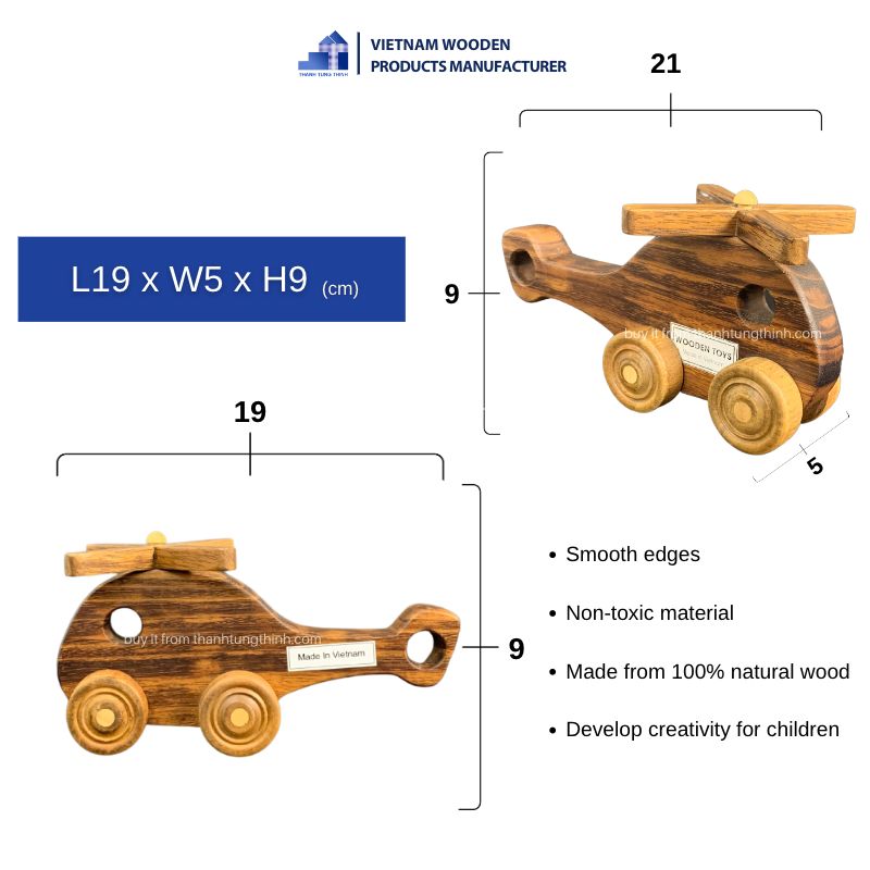 Wooden Helicopter Toys from Natural Wood