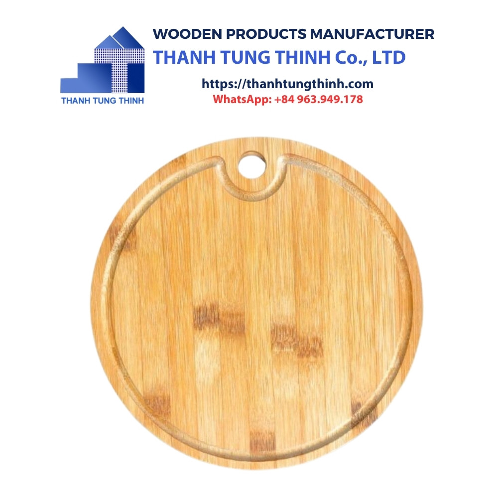 Manufacturer Wooden Cutting Board is round with hanging markers
