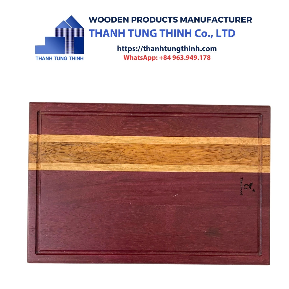 Manufacturer Wooden Cutting Board rectangular shape with distinctive yellow stripes