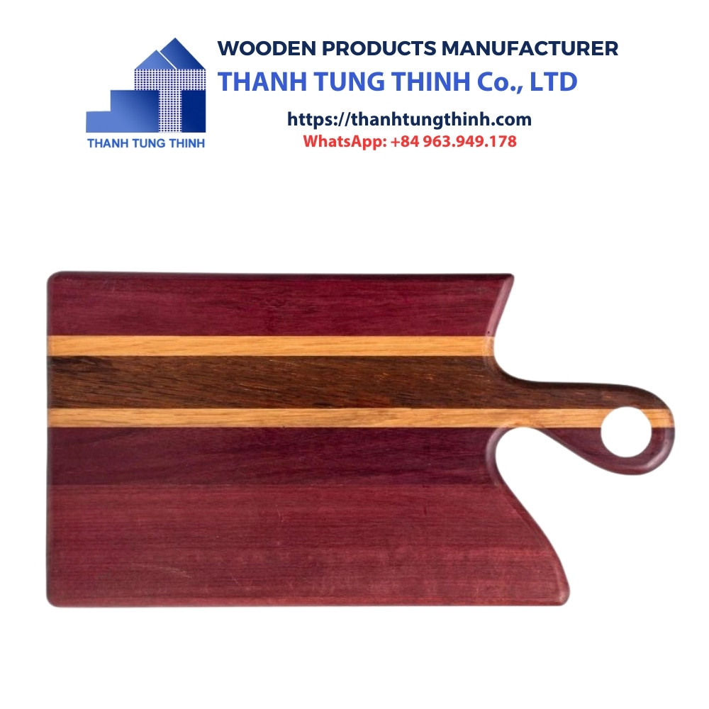 Manufacturer Wooden Cutting Board special yellow striped rectangle with handle