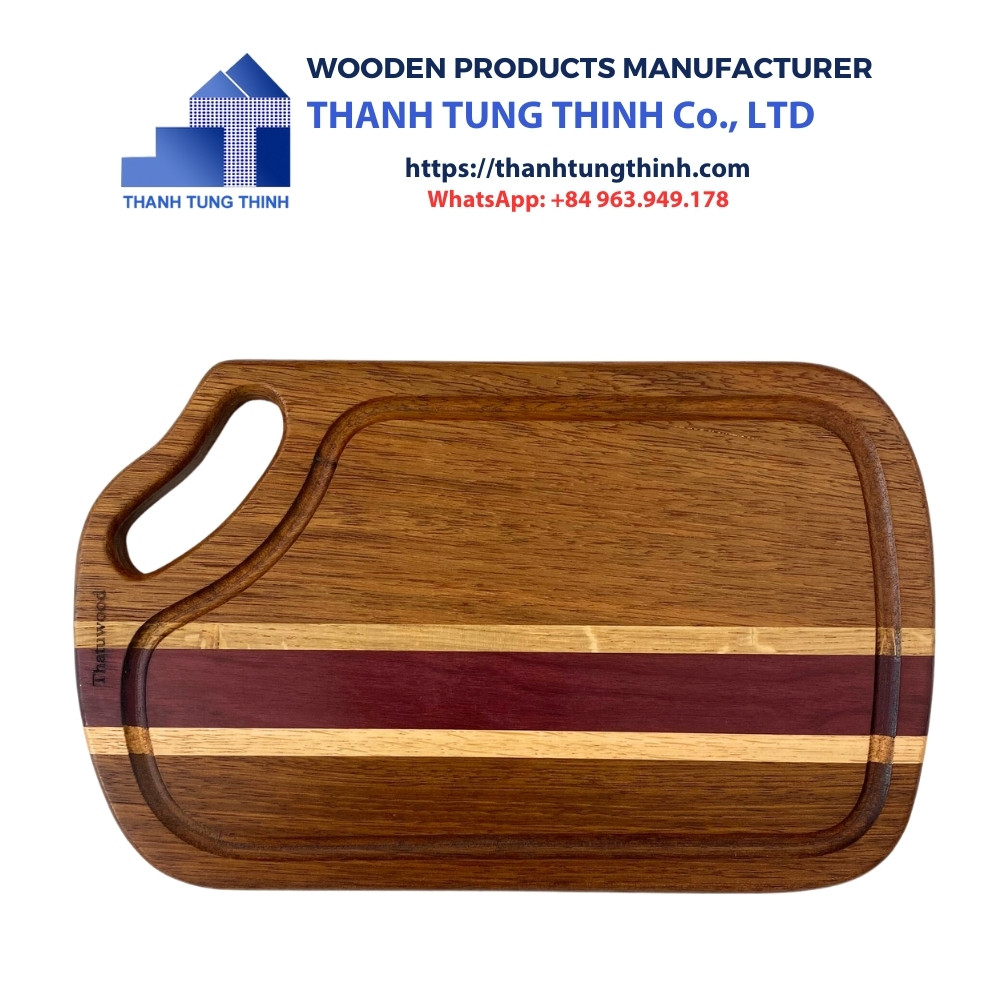 Manufacturer Wooden Cutting Board brown rectangular shape with rounded edges