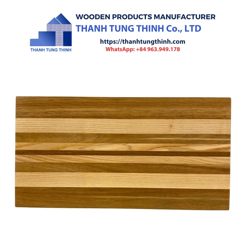 Manufacturer Wooden Cutting Board has a rectangular shape with alternating stripes