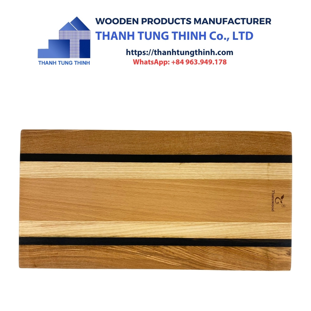 Manufacturer Wooden Cutting Board has rectangular symmetrical alternating stripes