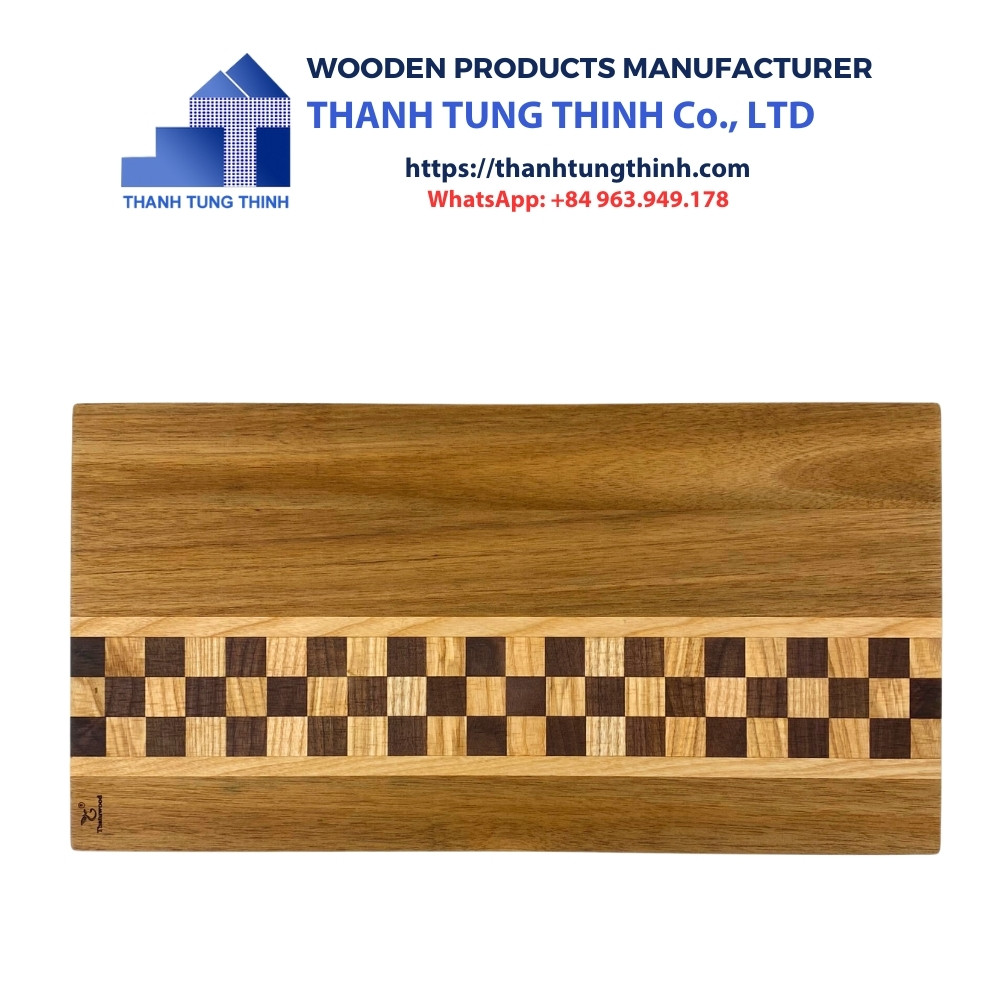 Manufacturer Wooden Cutting Board has a rectangular shape with eye-catching checkered stripes