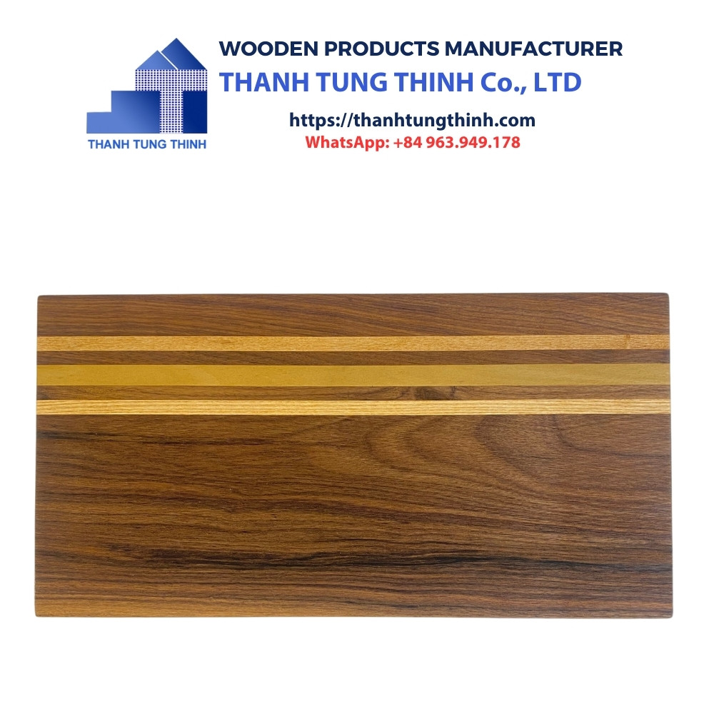 Manufacturer Wooden Cutting Board is rectangular with 3 stripes
