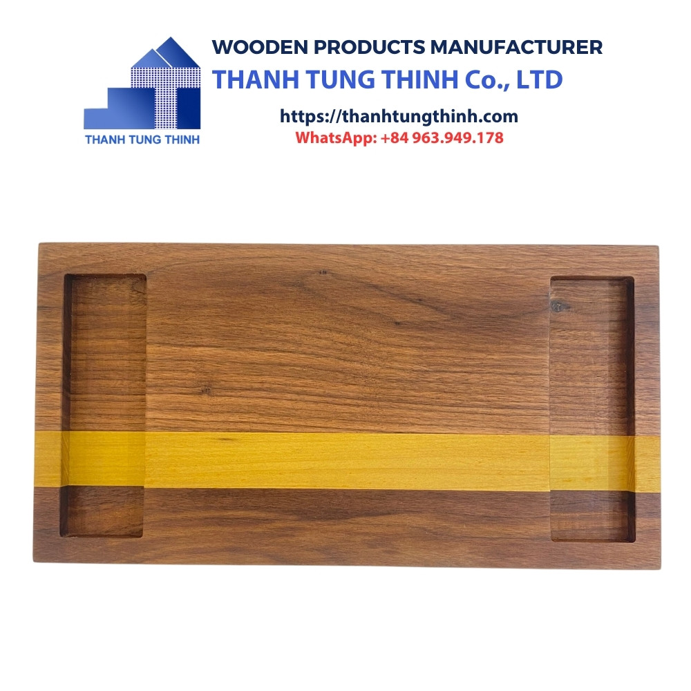 Manufacturer Wooden Cutting Board rectangular with yellow grain and convenient handle
