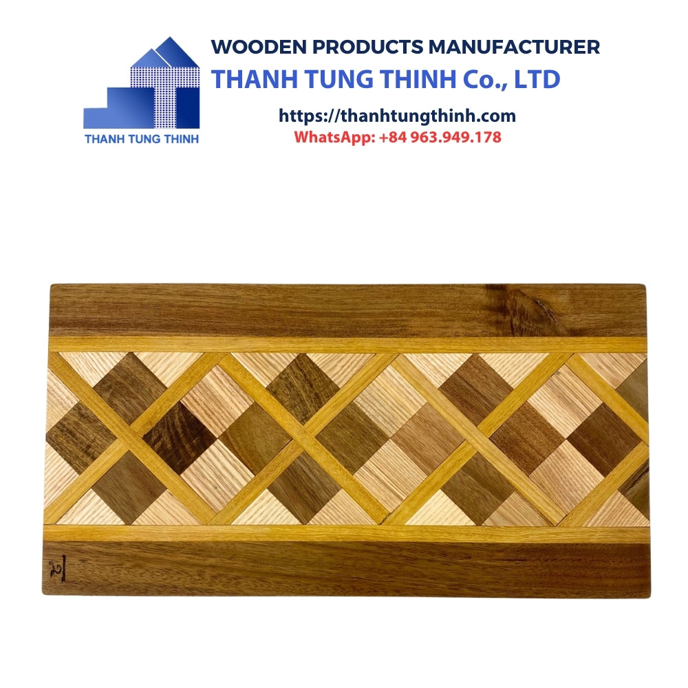 Manufacturer Wooden Cutting Board is rectangular with eye-catching diamond-shaped grain