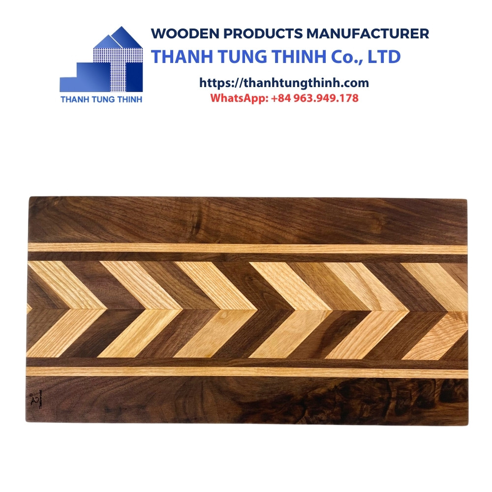 Manufacturer Wooden Cutting Board is rectangular with alternating arrow shapes