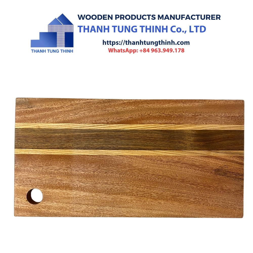 Manufacturer Wooden Cutting Board rectangular shape with brown wall hook cutout