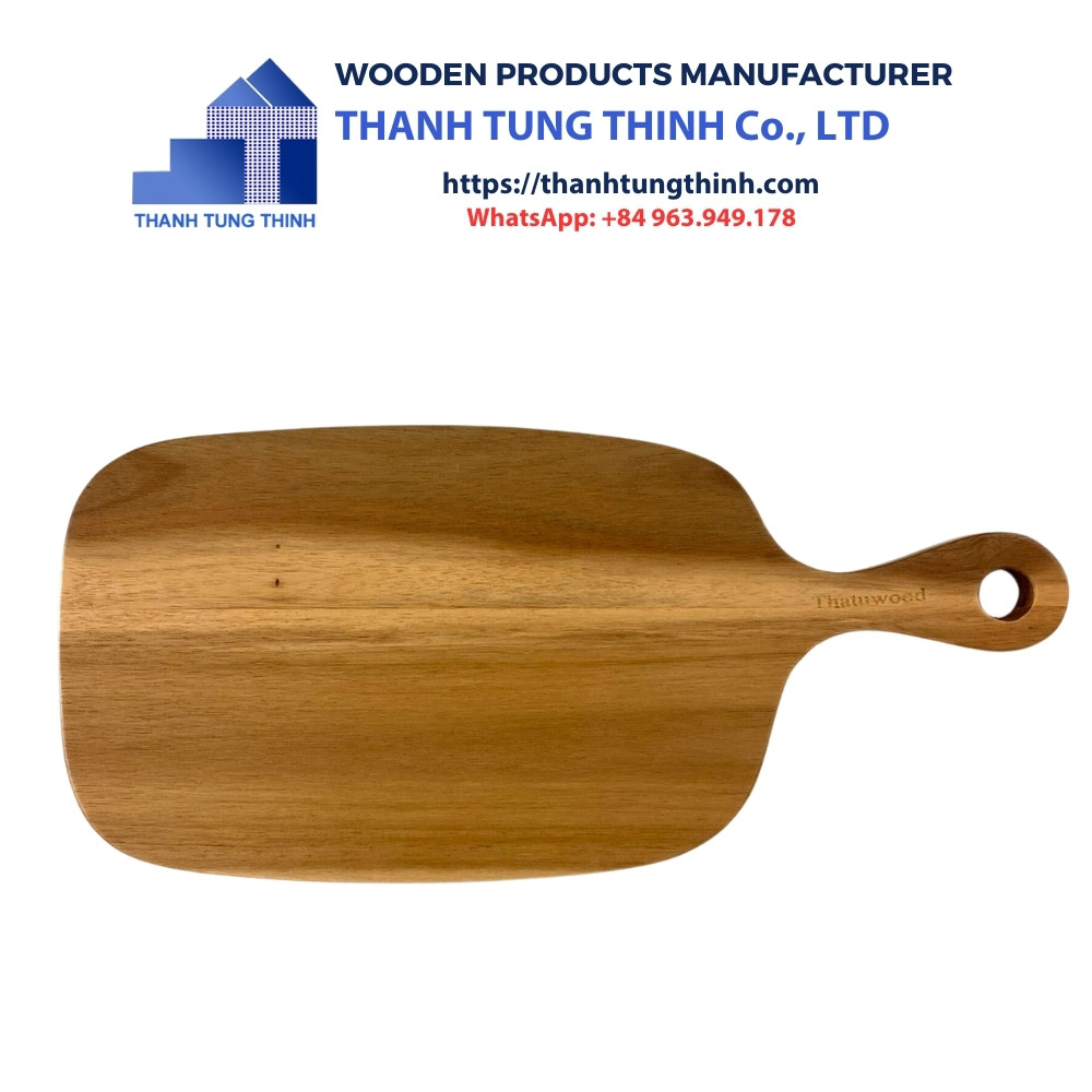 Manufacturer Wooden Cutting Board rectangular with rounded edges with handle