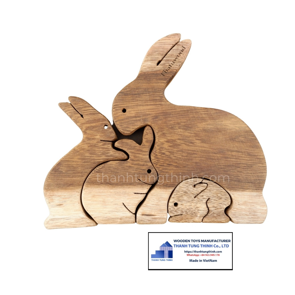 Wooden Toy Manufacturer set of mother and child rabbits