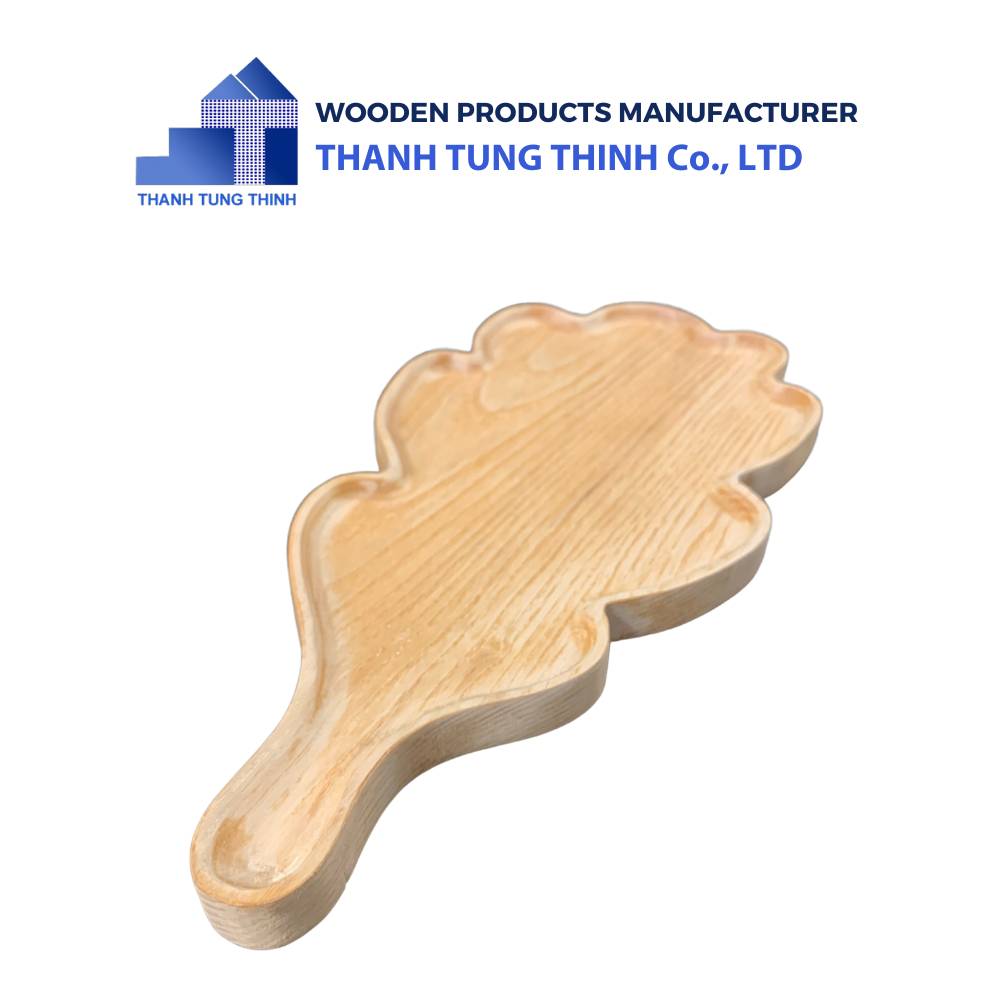 Wooden Tray Manufacturer Elongated leaf shape with handle