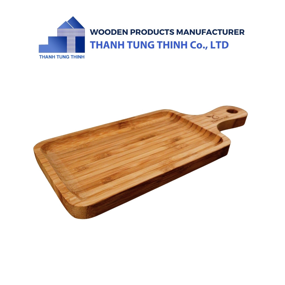 Wholesaler Wooden Tray small rectangular shape with convenient handle