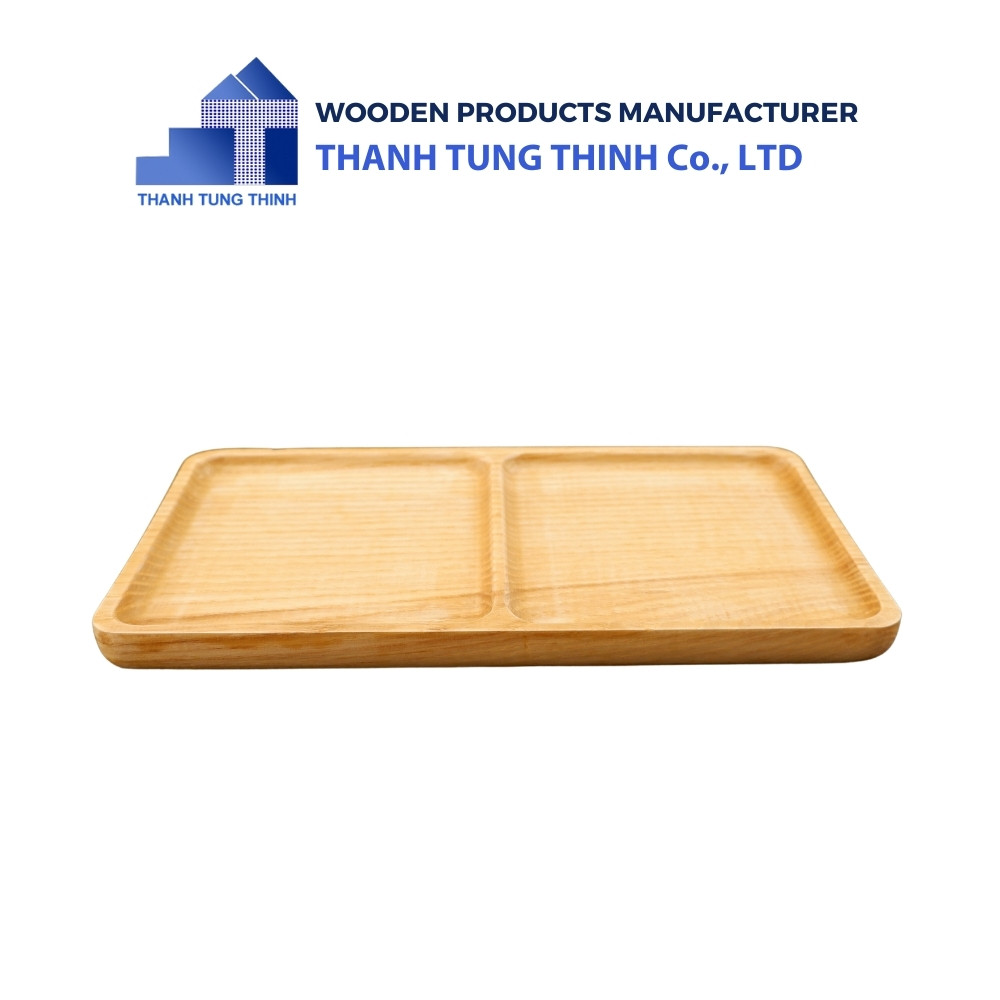 Wholesaler Wooden Tray Rectangular shape with 2 small squares inside for convenience