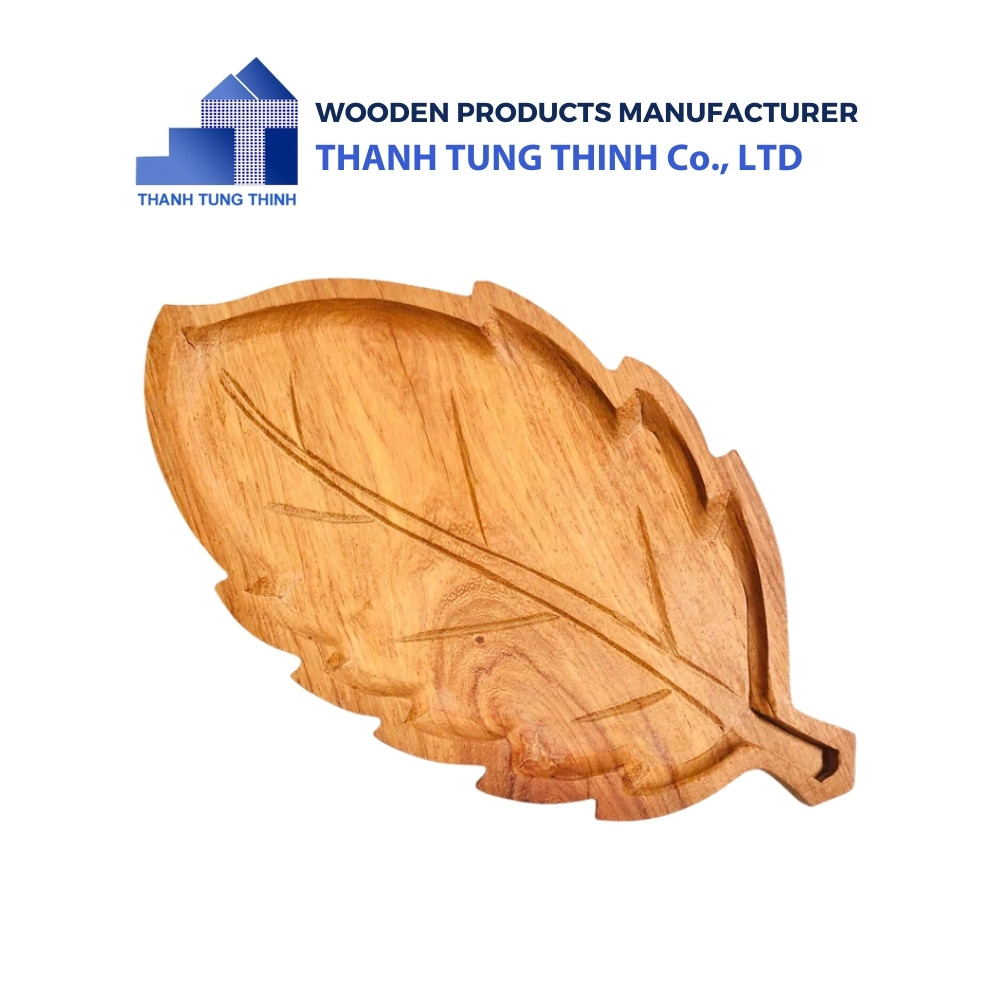 Wholesaler Wooden Tray Leaf shape with attractive lines