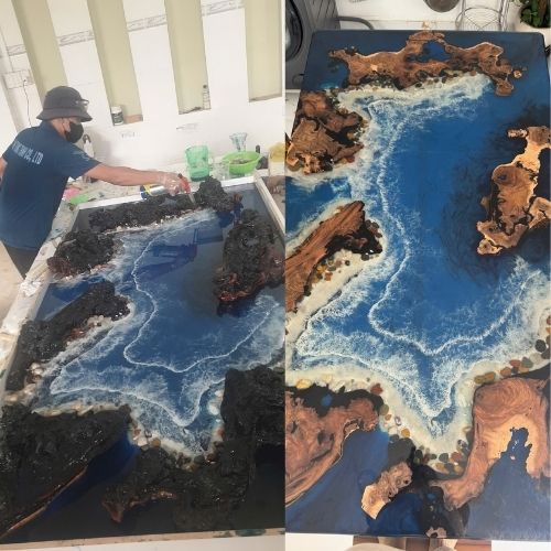 Handcrafted epoxy wood tables