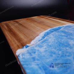 Wooden epoxy cutting board - sapphire beach