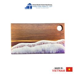 Rectangular Epoxy Cutting Board – Brown with Purple Stripes Thanh Tung Thinh