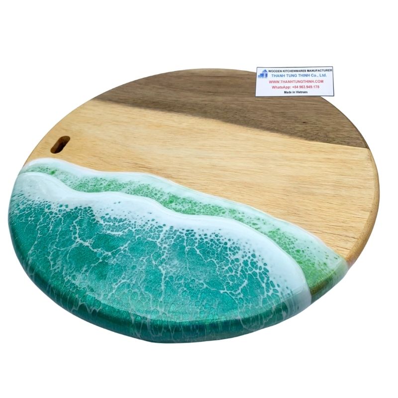 Artisan epoxy round cutting boards