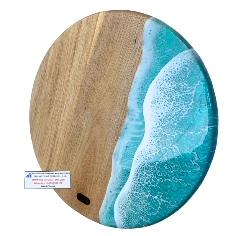 Artisan epoxy round cutting boards