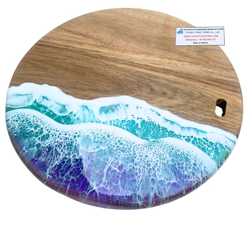Artisan epoxy round cutting boards