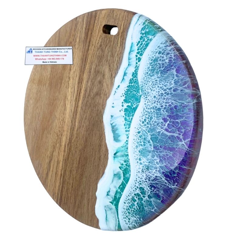 Artisan epoxy round cutting boards