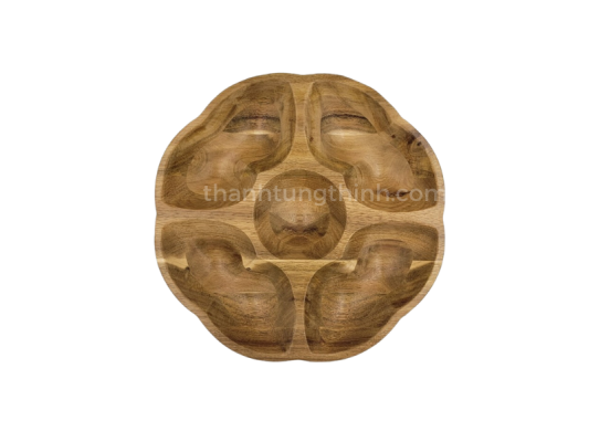 Flower-Shaped Wooden Tray