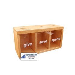 3-compartments wooden toy saving box wholesale