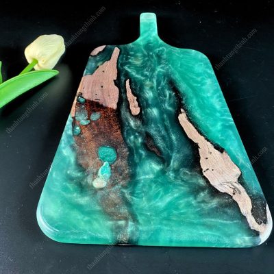 Tiffany Blue Epoxy wood tray