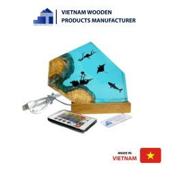 Artisan glow epoxy wooden lamp